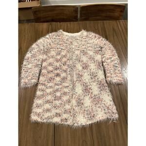 Solitaire by Ravi Khosla duster Cardigan Sweater Fuzzy Knit Multicolor retro M